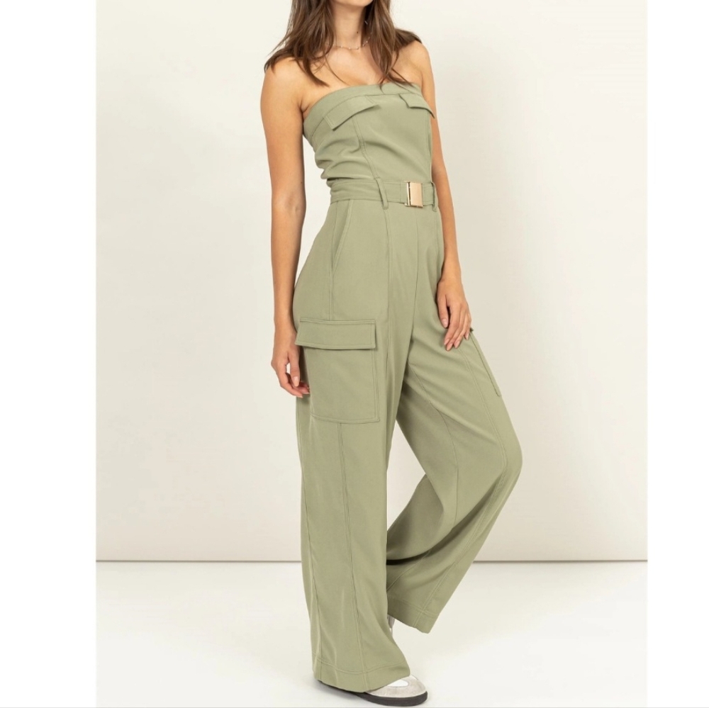 #56084 🛑S,M,L FABULOUS BOHO CHI FABULOUS CHIC BOHO Strapless Jumpsuit with Belt